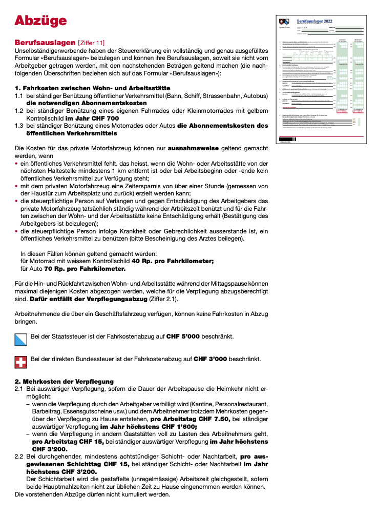 Checkliste Steuererklärung Zürich