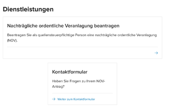 Auszug der Webseite für die nachträgliche ordentliche Veranlagung auf Antrag für quellensteuerpflichtige Personen von der Website ag.ch
